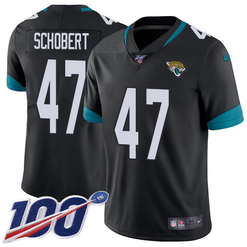 Men Nike Jacksonville Jaguars 47 Joe Schobert Black Team Color Stitched NFL 100th Season Vapor Untouchable Limited Jersey